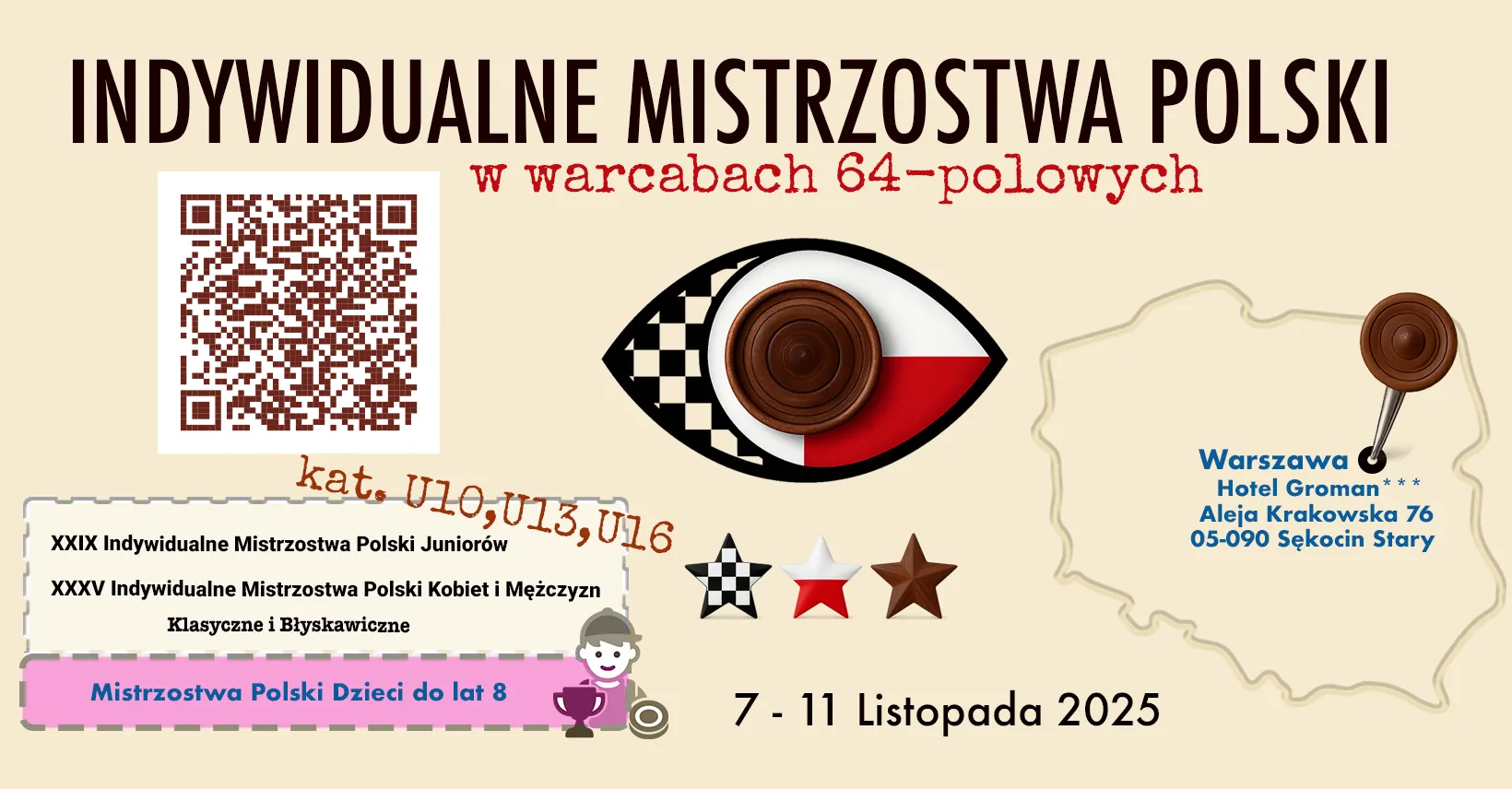 Zagraj w Mistrzostwach Polski w Warcabach 64-polowych!